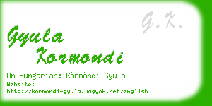 gyula kormondi business card